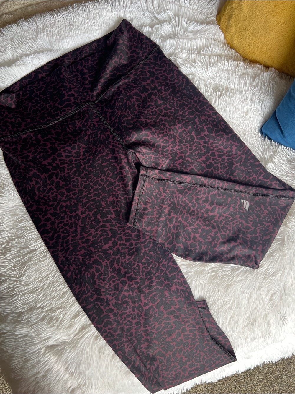 Fabletics Burgundy and Black Leopard-Print High-Waist Leggings